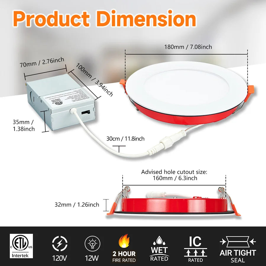 ComiLED Fire Rated Recessed Light 6 Inch, 6-Pack