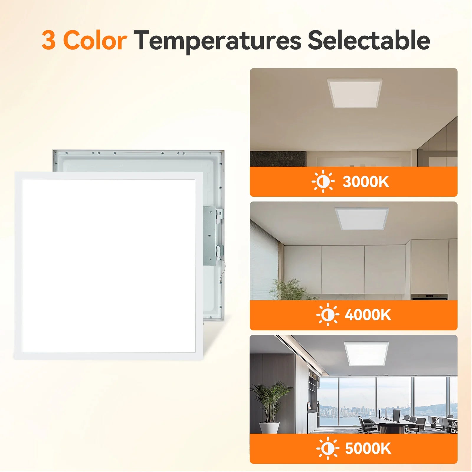 ComiLED 2x2 LED Flat Panel Surface Mount, 0-10V Dimmable,6-Pack