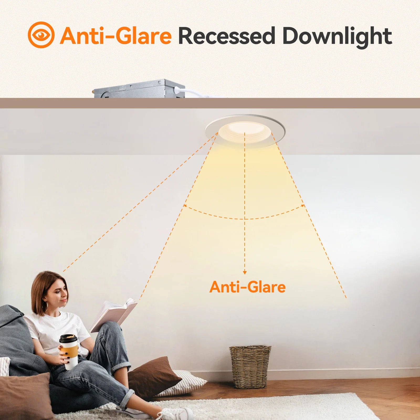 ComiLED 3 Inch White Anti-Glare Recessed LED Downlight with Night Light-2 Pack