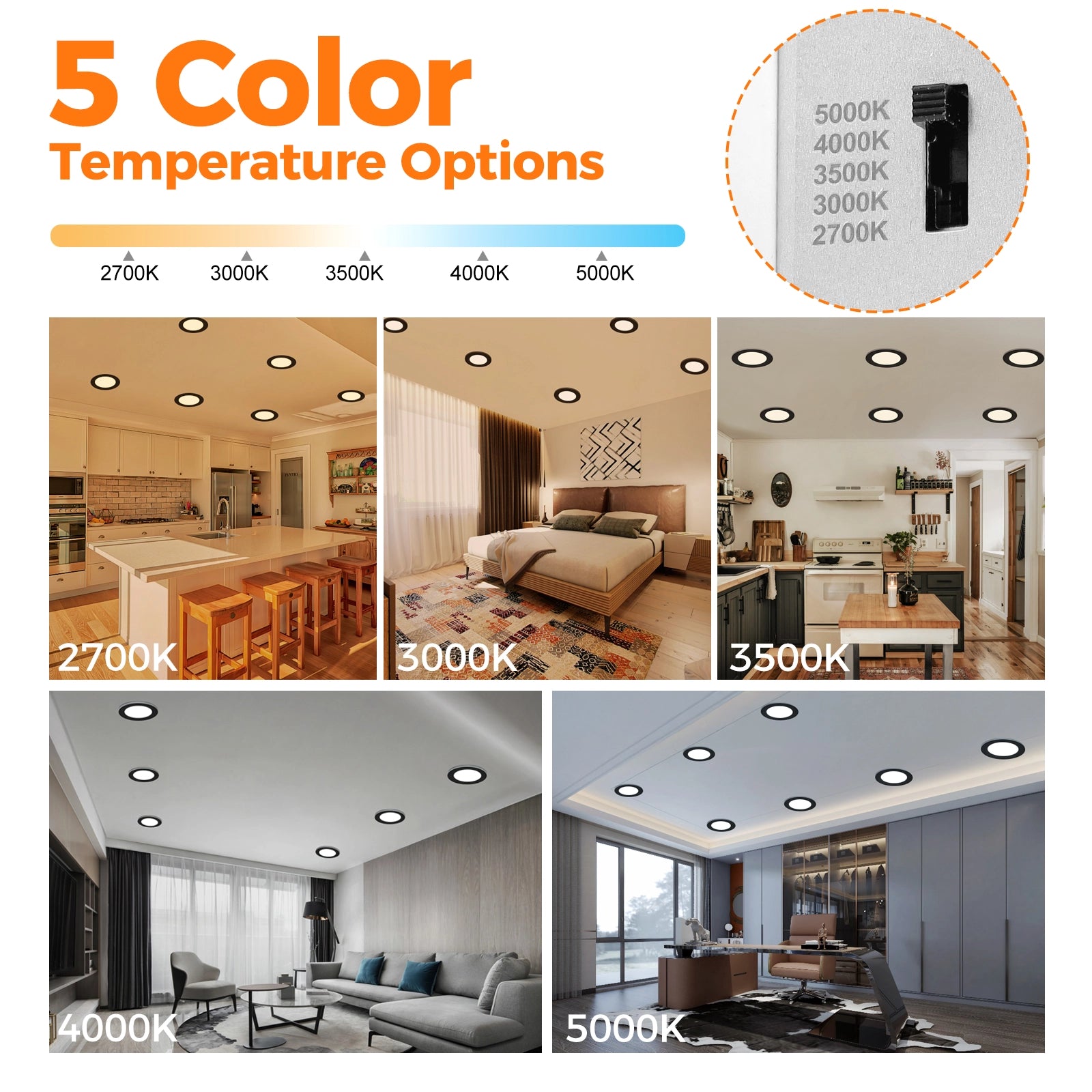 ComiLED 6 Inch Black Canless Recessed lighting 12-Pack