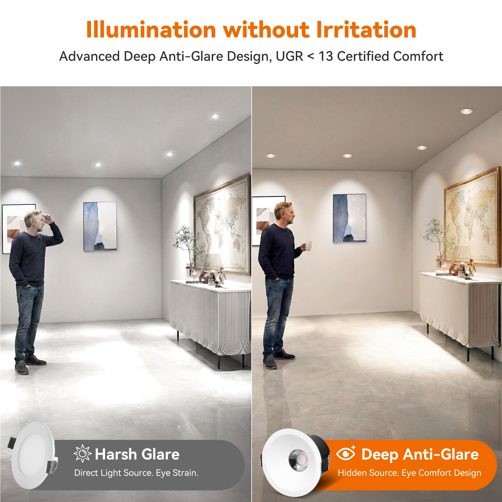 ComiLED 6/12pack White 3 Inch Recessed Lights, Anti-Glare COB Canless Ceiling Spotlight, 5CCT Selectable 2700K-6000K, 130lm/W, RA95 Small Exterior Soffit Lights, 12W, Dimmable, ETL, IP44 Damp Rated