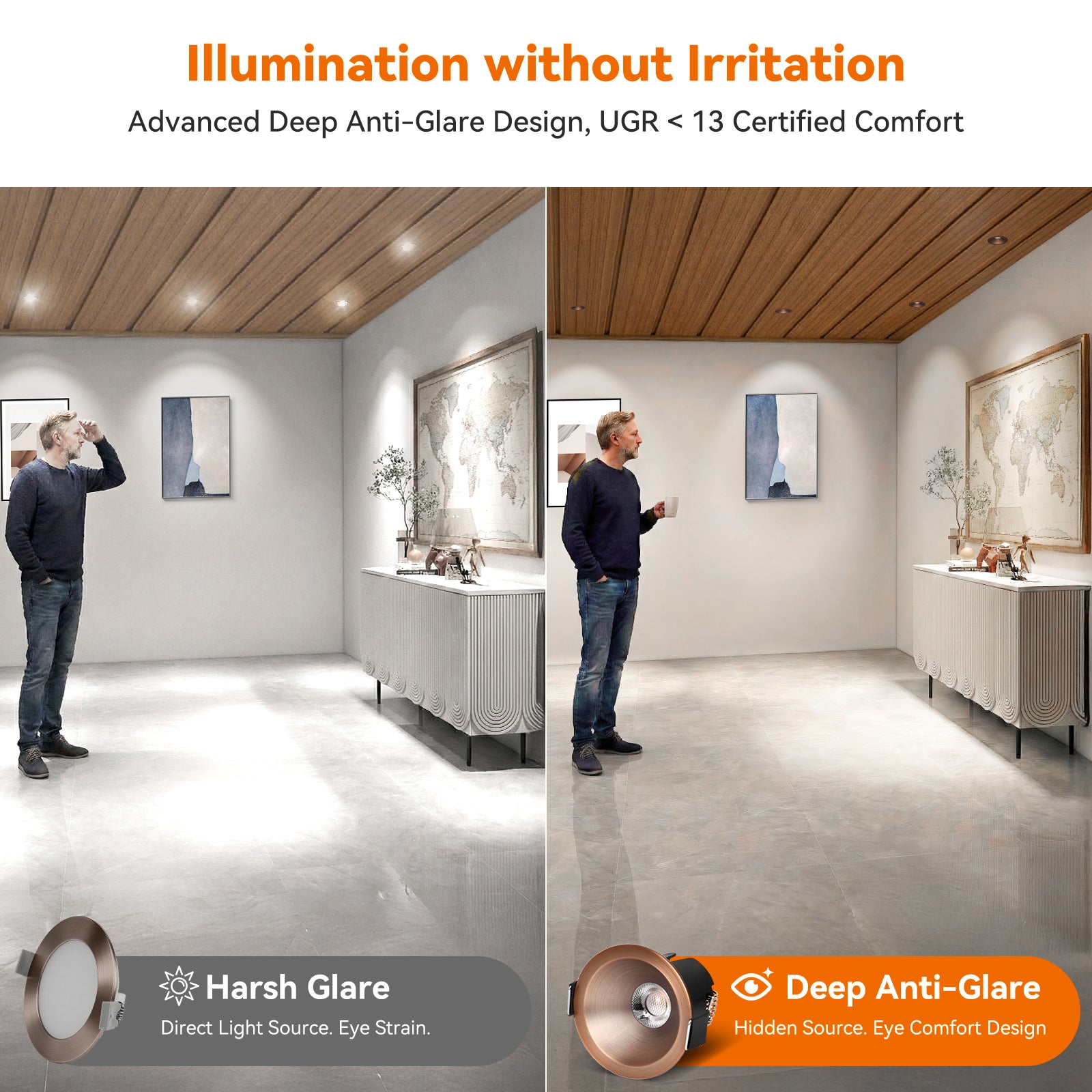 ComiLED 6/12pack Bronze 2 Inch Recessed Lights, Anti-Glare COB Canless Ceiling Spotlight, 5CCT Selectable 2700K-6000K, 130lm/W, RA95 Small Exterior Soffit Lights, 8W, Dimmable, ETL, IP44 Damp Rated