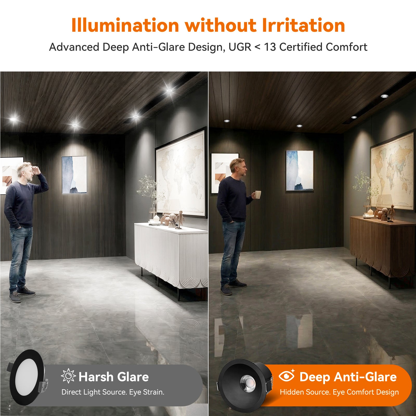 ComiLED 6/12pack Black 3 Inch Recessed Lights, Anti-Glare COB Canless Ceiling Spotlight, 5CCT Selectable 2700K-6000K, 130lm/W, RA95 Small Exterior Soffit Lights, 12W, Dimmable, ETL, IP44 Damp Rated