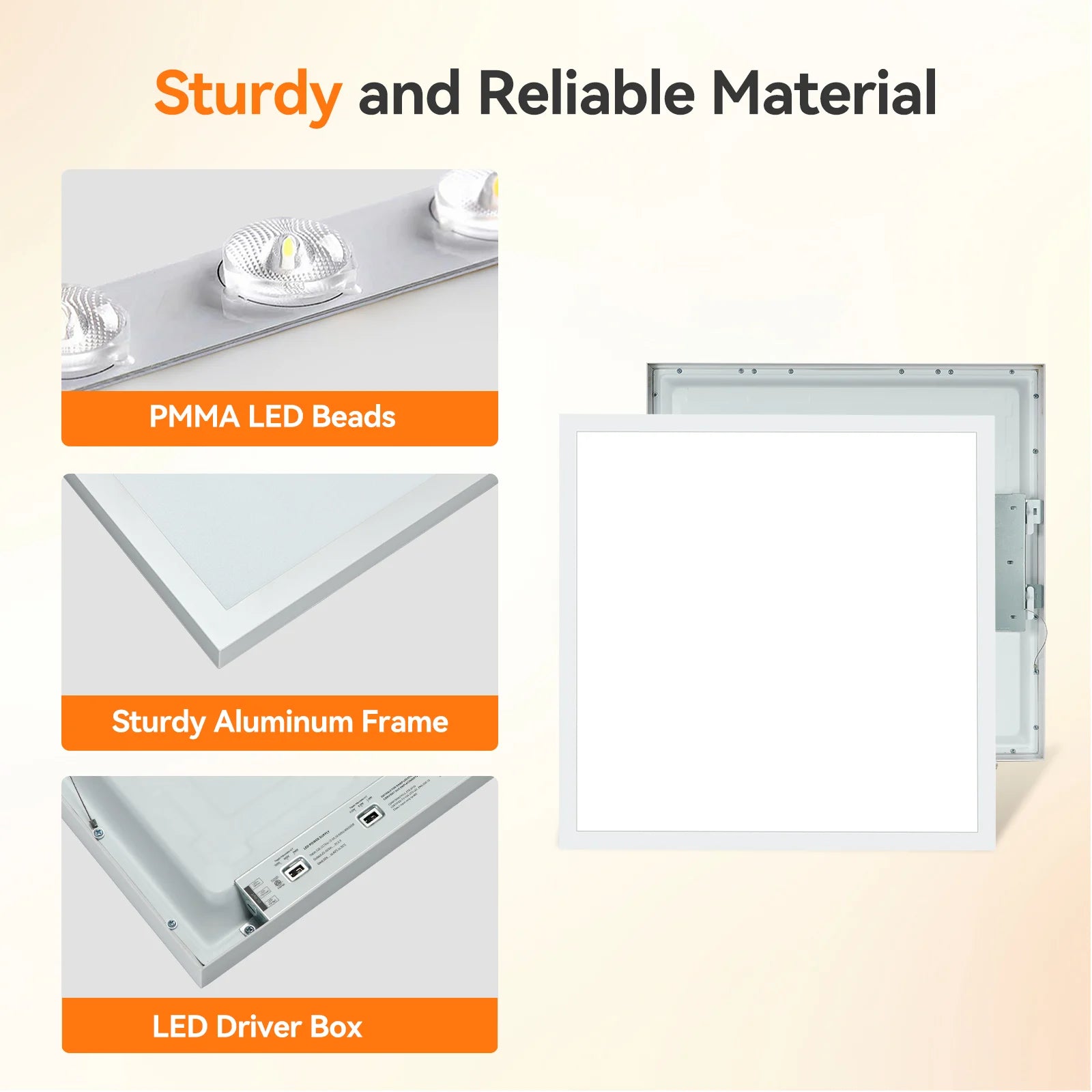 ComiLED 2x2 LED Flat Panel Surface Mount, 0-10V Dimmable,6-Pack