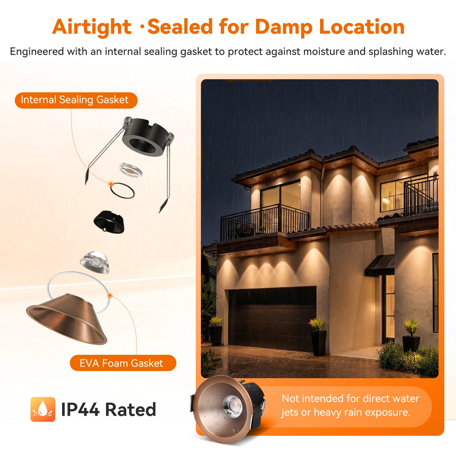 ComiLED 6/12pack Bronze 2 Inch Recessed Lights, Anti-Glare COB Canless Ceiling Spotlight, 5CCT Selectable 2700K-6000K, 130lm/W, RA95 Small Exterior Soffit Lights, 8W, Dimmable, ETL, IP44 Damp Rated