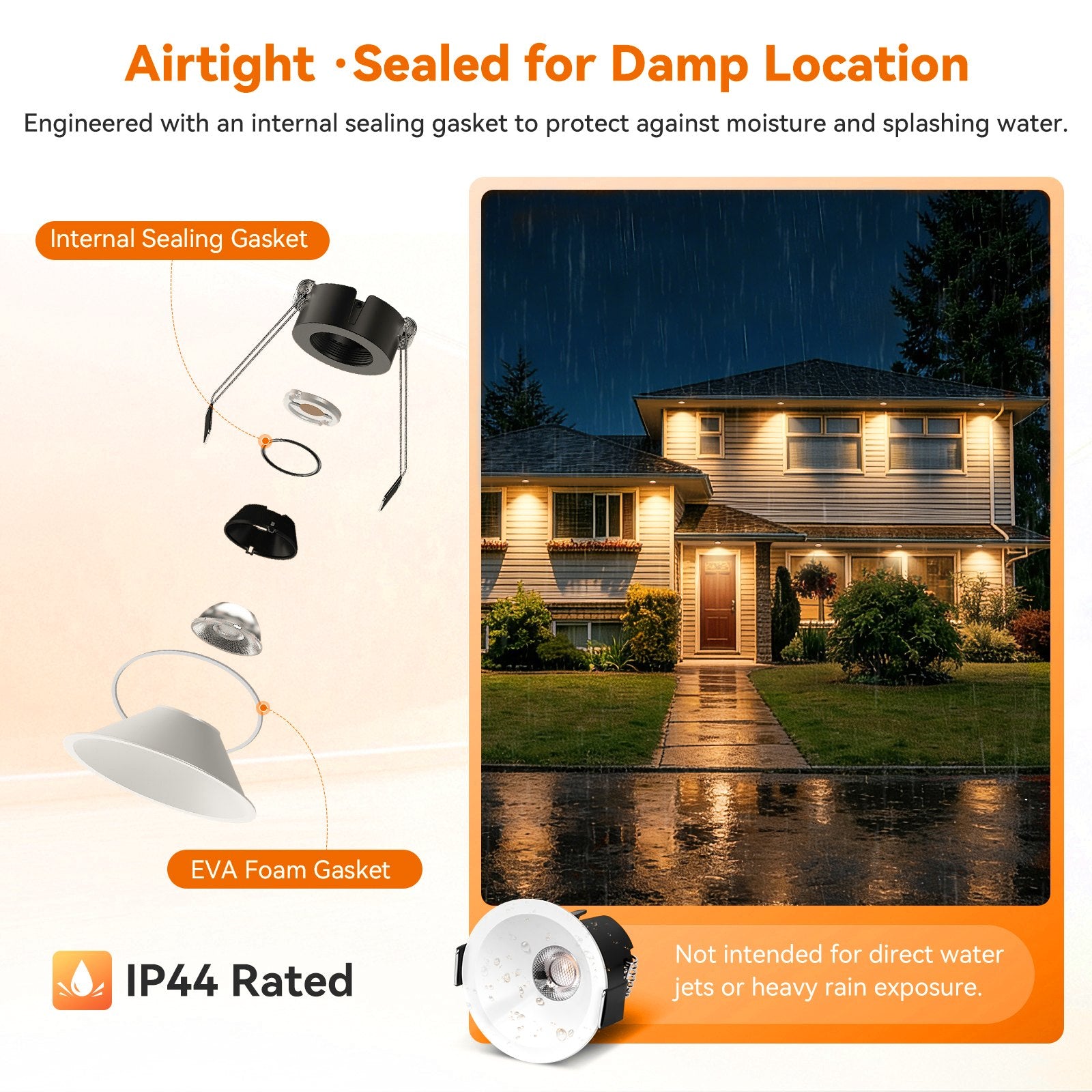 ComiLED 6/12pack 2 Inch Recessed LED Lights, Anti-Glare COB Canless Ceiling Spotlight, 5CCT Selectable 2700K-6000K, 130LM/W, RA95 Small Exterior Soffit Lights, 8W, Dimmable, ETL, IP44 Damp Rated