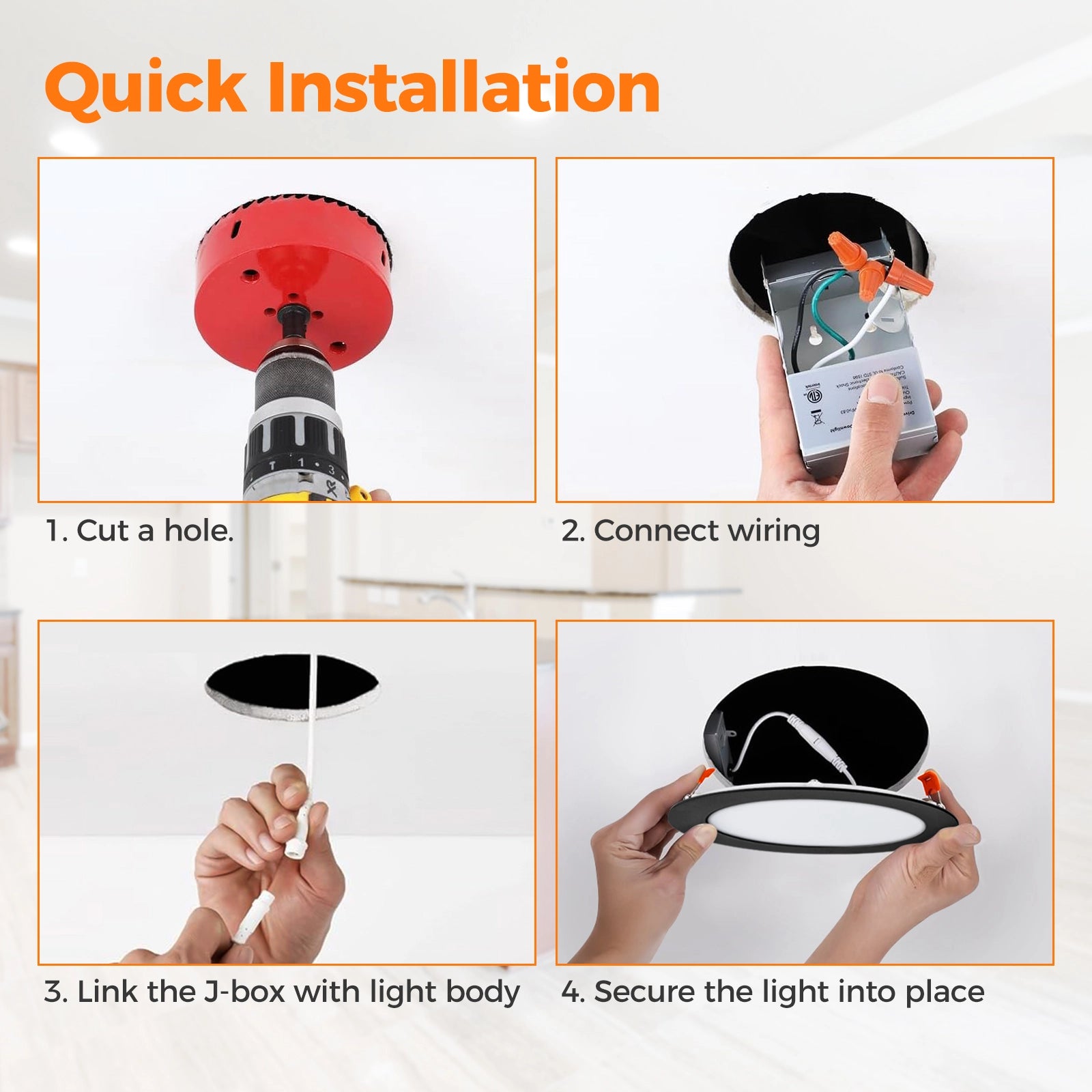 ComiLED 6 Inch Black Canless Recessed lighting 12-Pack