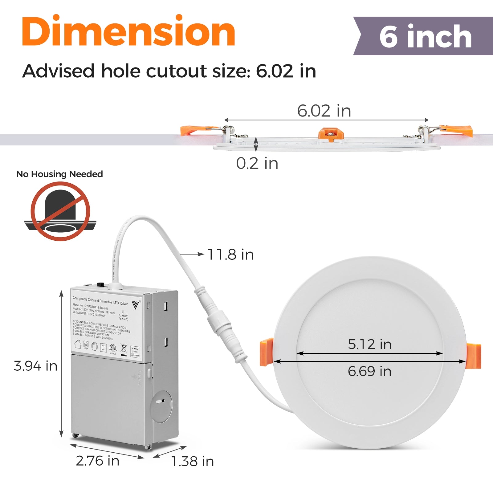 ComiLED 6 Inch White Canless Recessed lighting 12-Pack