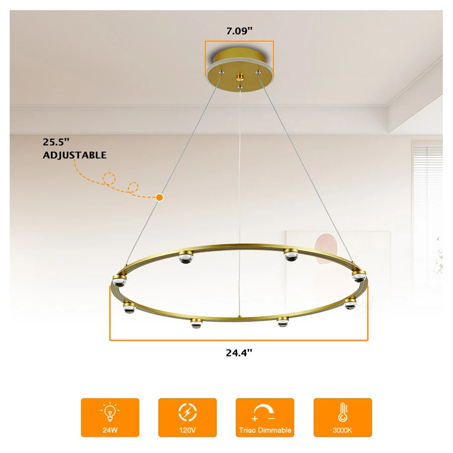 ComiLED Gold Modern Chandelier