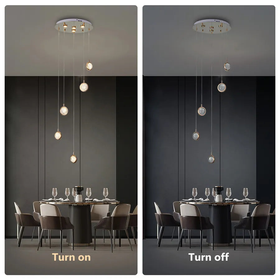 Lustre rond en cristal ComiLED à 5 lumières avec plaque de plafond ronde