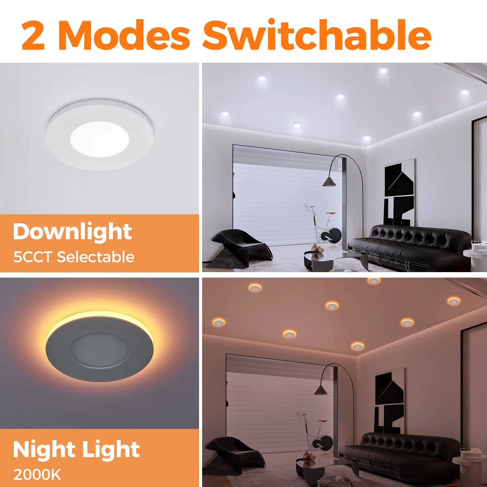 ComiLED 3 Inch White Recessed Lighting with Night Light 12-Pack