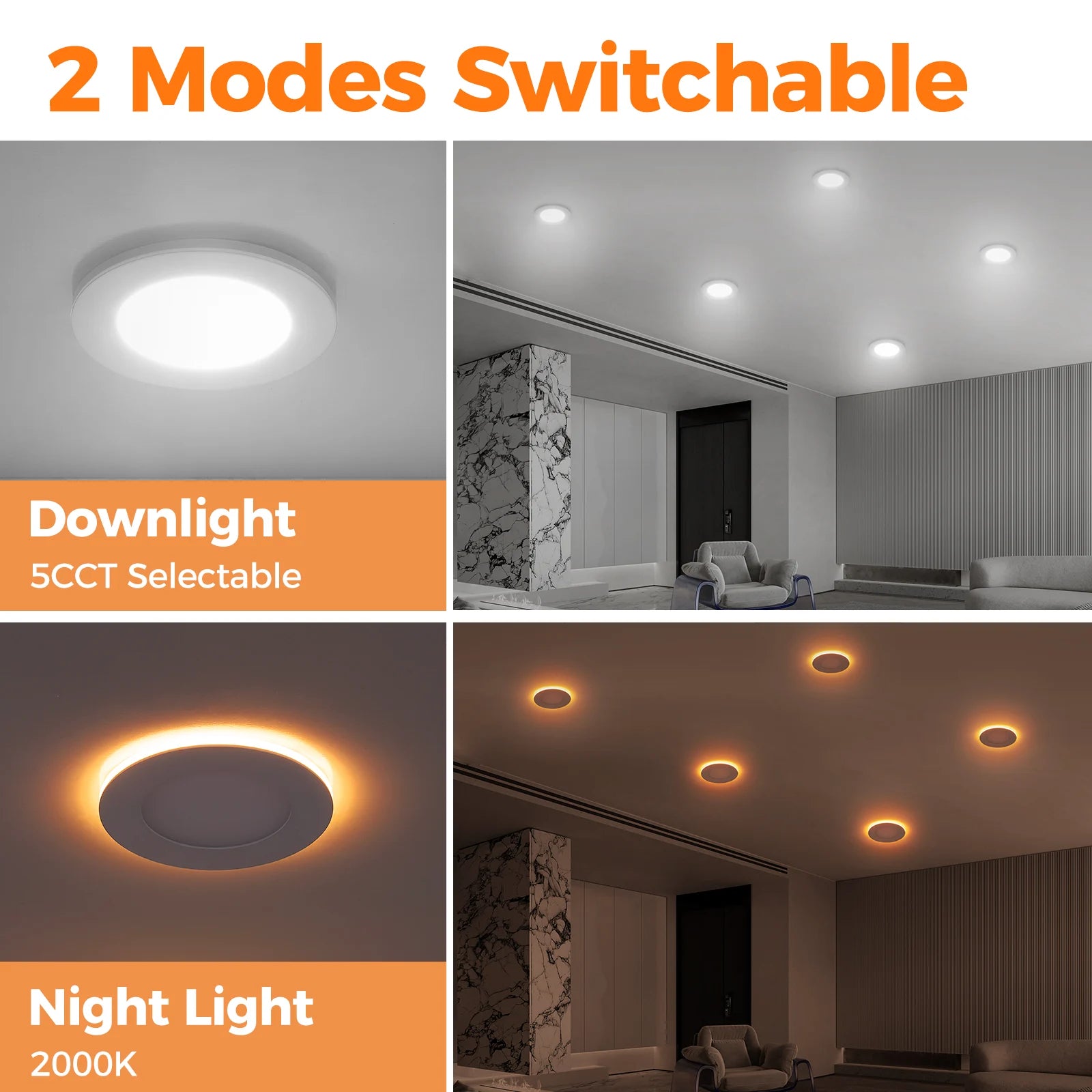 ComiLED x CycevSun 6 Inch White Recessed Light with Night Light