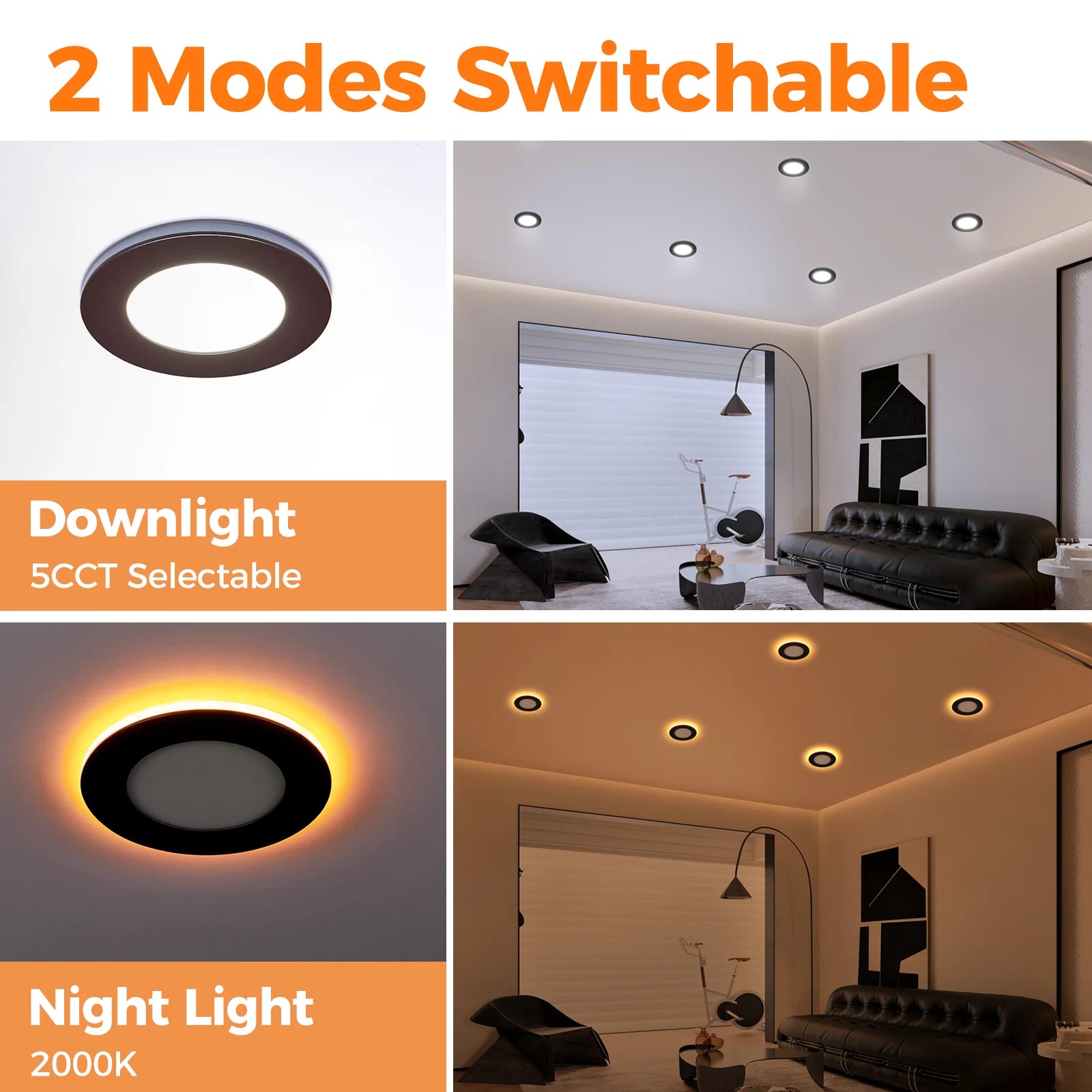 ComiLED 4 Inch Bronze Recessed Lighting with Night Light 12-Pack