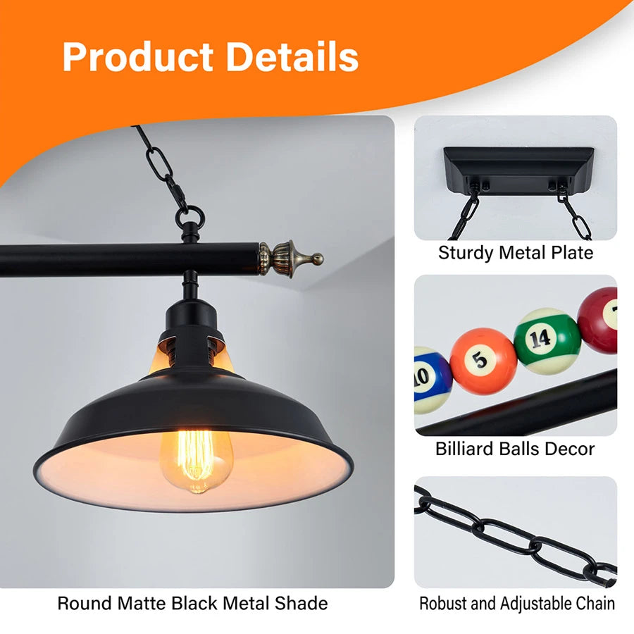 Luminaire de table de billard ComiLED, 4 lumières, 50 pouces (ampoule non incluse)
