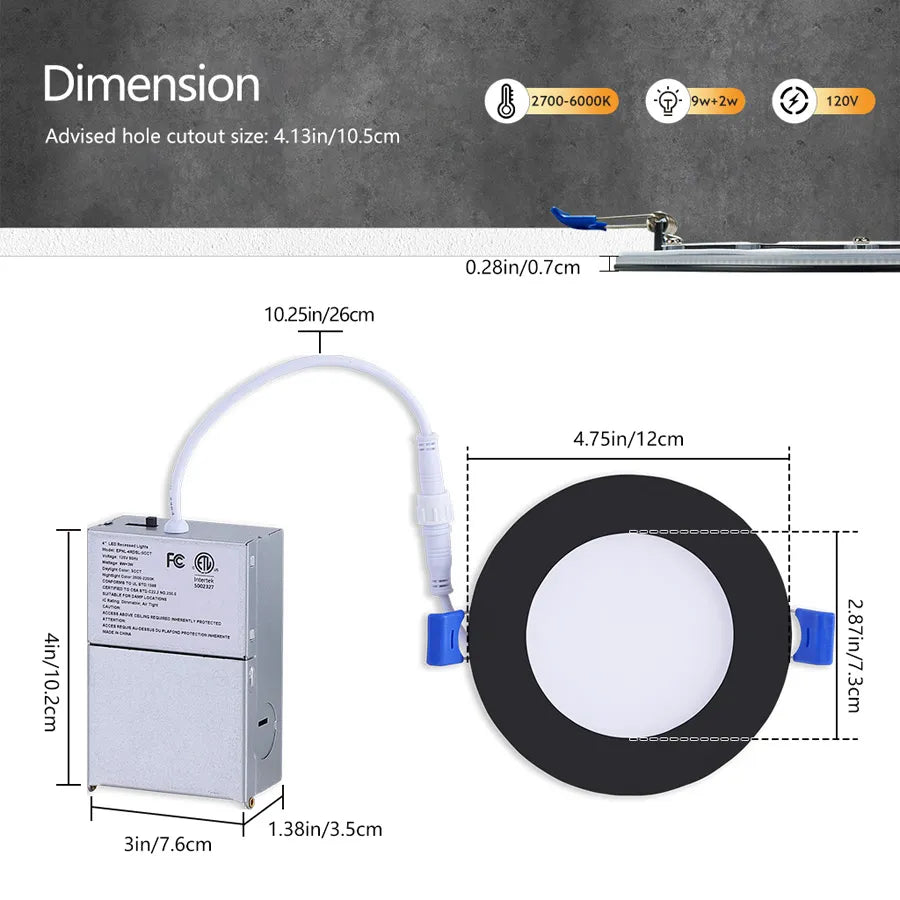 ComiLED 4 Inch Black Smart Recessed Lighting 12-Pack