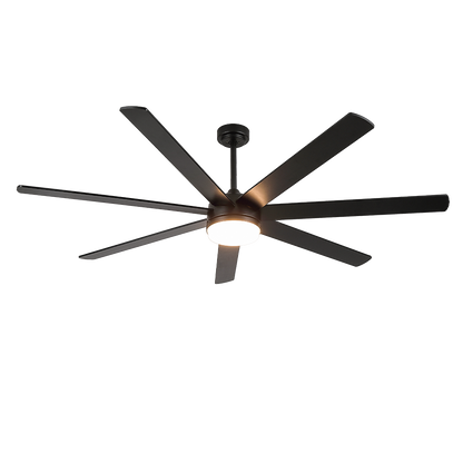 ComiLED 72 Inch Black Ceiling Fan with Light & Remote, Bi-color