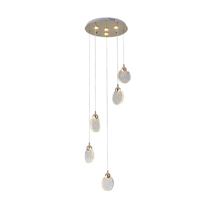 ComiLED 5 Lights Round Slice Crystal Chandelier