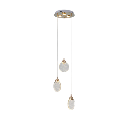 ComiLED 3 Lights Round Slice Crystal Chandelier