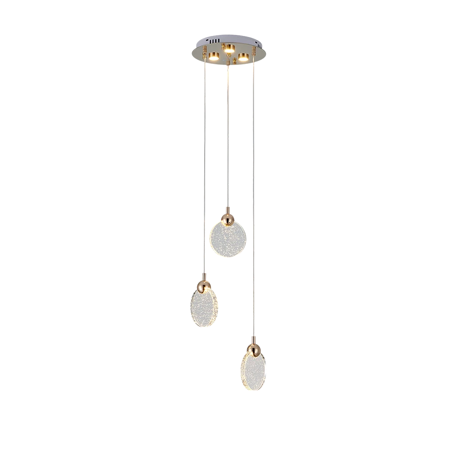 ComiLED 3 Lights Round Slice Crystal Chandelier