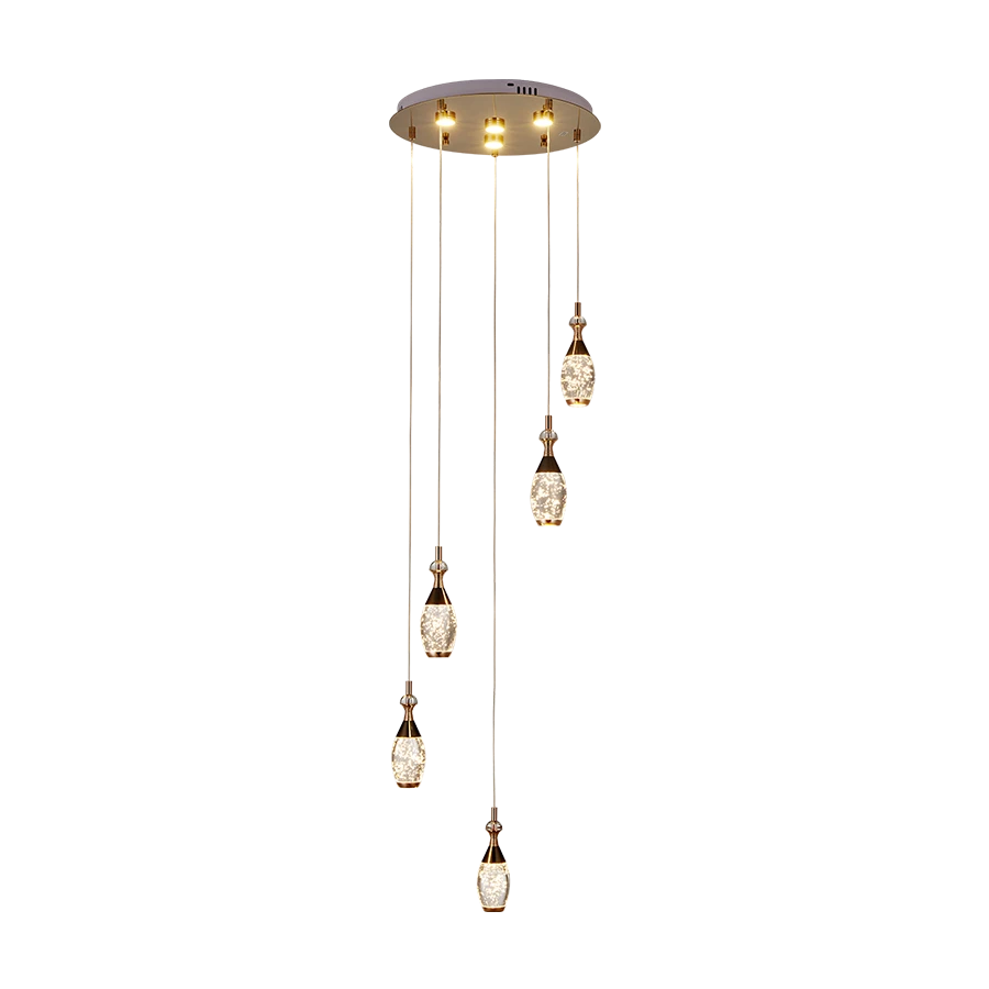 ComiLED 5 Lights Bowling Pin Crystal Chandelier