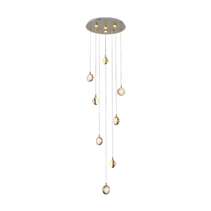 ComiLED 8 Lights Round Crystal Chandelier with Round Ceiling Plate