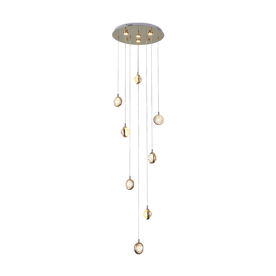 ComiLED 8 Lights Round Crystal Chandelier with Round Ceiling Plate