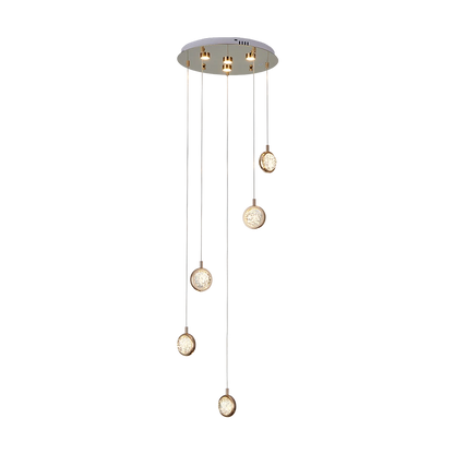 ComiLED 5 Lights Round Crystal Chandelier with Round Ceiling Plate