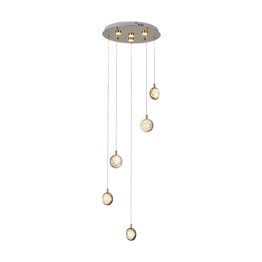 ComiLED 5 Lights Round Crystal Chandelier with Round Ceiling Plate