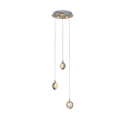 ComiLED 3 Lights Round Crystal Chandelier with Round Ceiling Plate