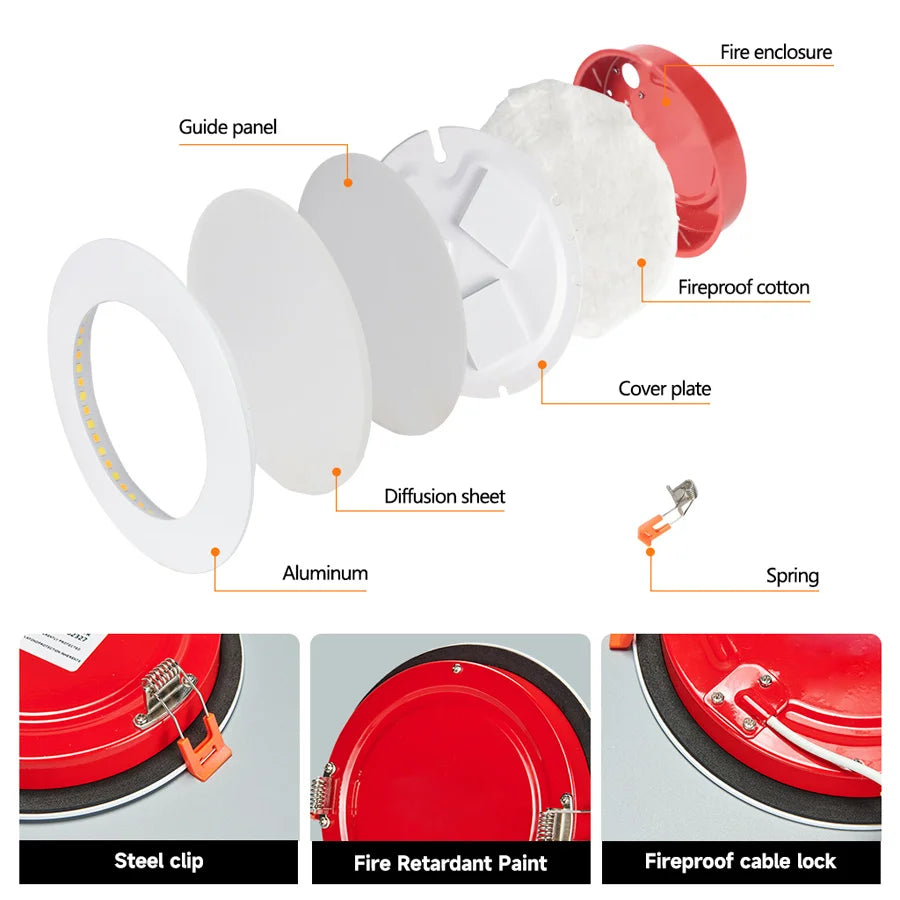 ComiLED Fire Rated Recessed Light 4 Inch, 6-Pack