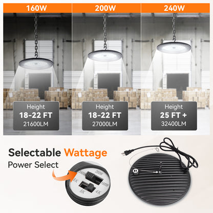 ComiLED 3CCT UFO High Bay 240W/200W/160W 2-Pack