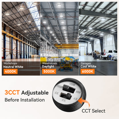 ComiLED 3CCT UFO High Bay 150W/120W/80W 2-Pack