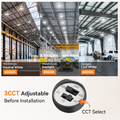 ComiLED 3CCT UFO High Bay 240W/200W/160W 2-Pack