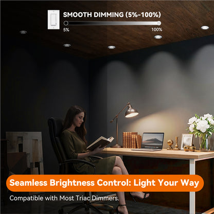 ComiLED 6/12pack Black 4 Inch Recessed Lights, Anti-Glare COB Canless Ceiling Spotlight, 5CCT Selectable 2700K-6000K, 130lm/W, RA95 Small Exterior Soffit Lights, 16W, Dimmable, ETL, IP44 Damp Rated