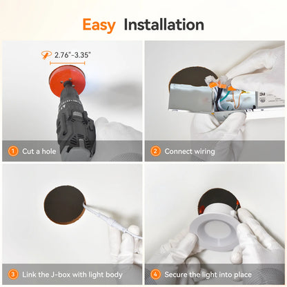ComiLED 3 Inch White Anti-Glare Recessed LED Downlight with Night Light-2 Pack