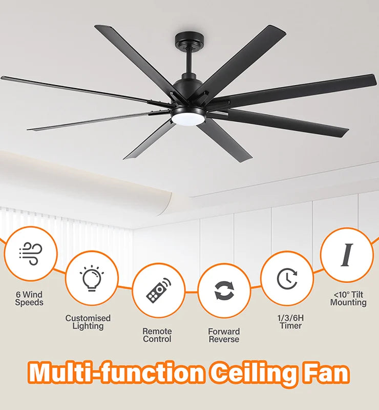 Wholesale 72 Inch Black Ceiling Fan with Light and Remote