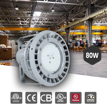 ComiLED 80W Round LED Explosion Proof Light, Class I Division 2, 11200LM