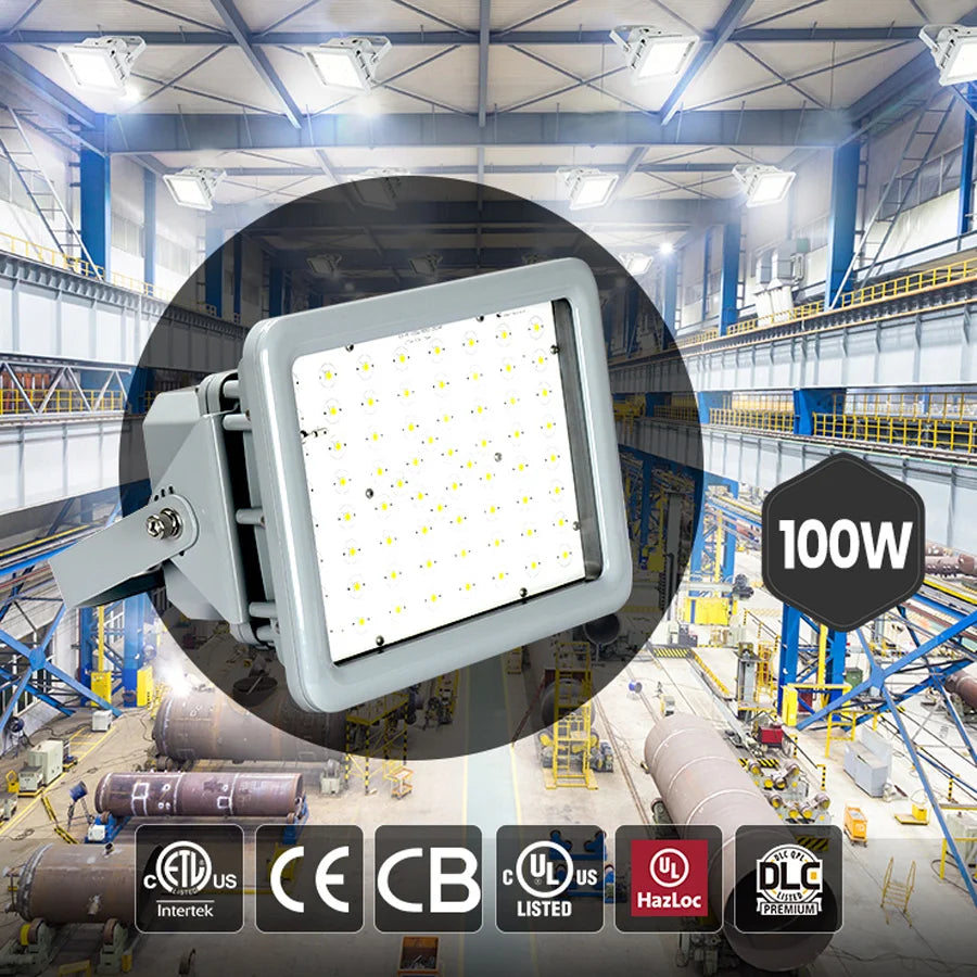 ComiLED 100W Square LED Explosion Proof Light, Class I Division 2, 14000LM