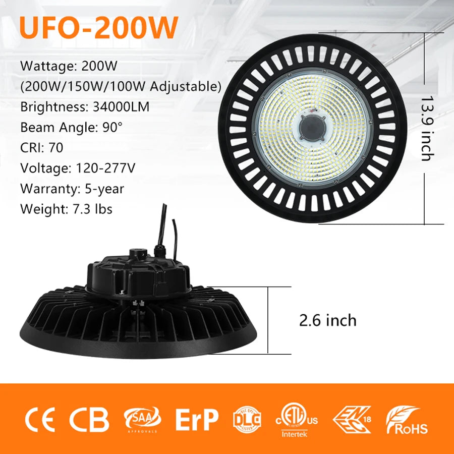 ComiLED UFO LED High Bay Light,200W/150W/100W