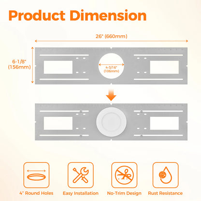 ComiLED New Construction Mounting Plate for 4 Inch LED Wafer Recessed Lights-12 Pack