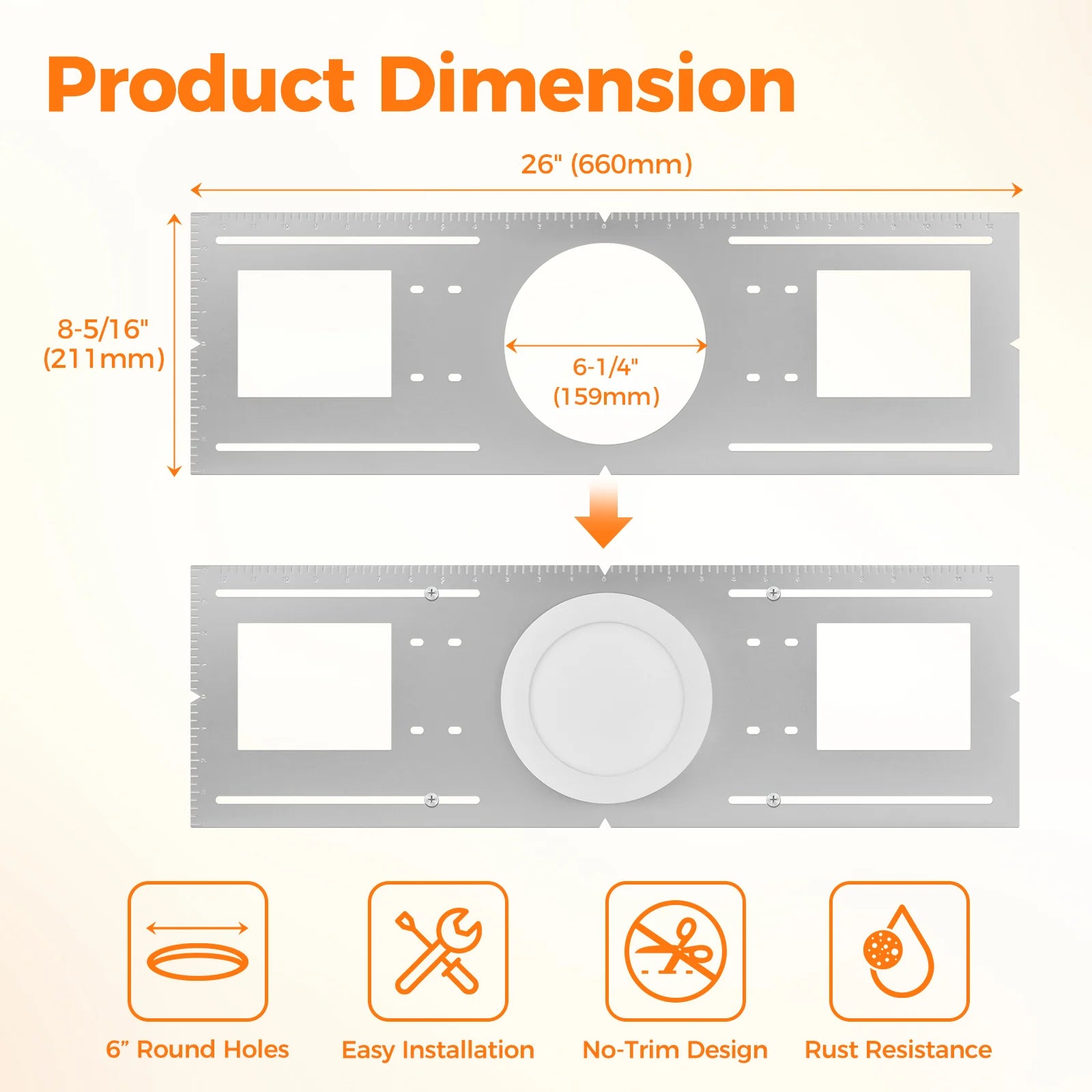 ComiLED New Construction Mounting Plate for 6 Inch LED Wafer Recessed Lights-12 Pack