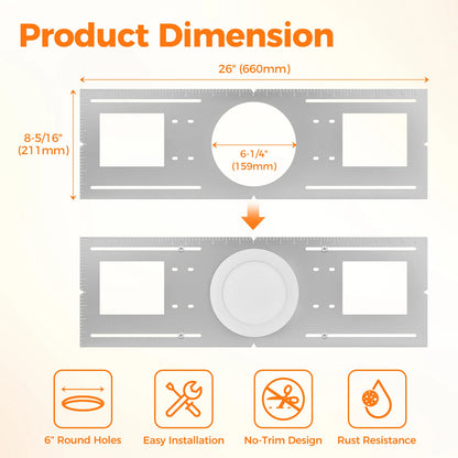 ComiLED New Construction Mounting Plate for 6 Inch LED Wafer Recessed Lights-12 Pack