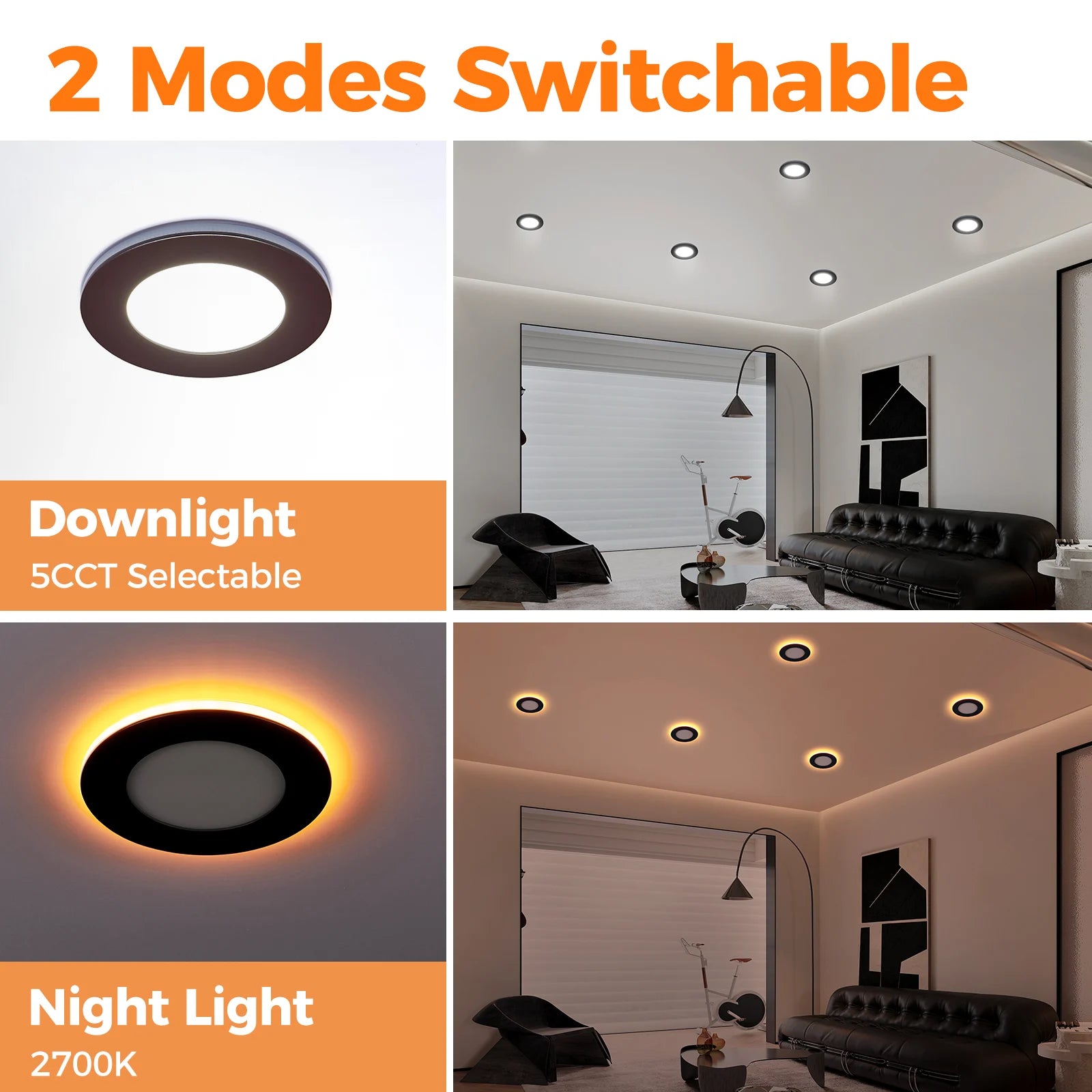 ComiLED 4 Inch Bronze Recessed Lighting with Night Light 12-Pack