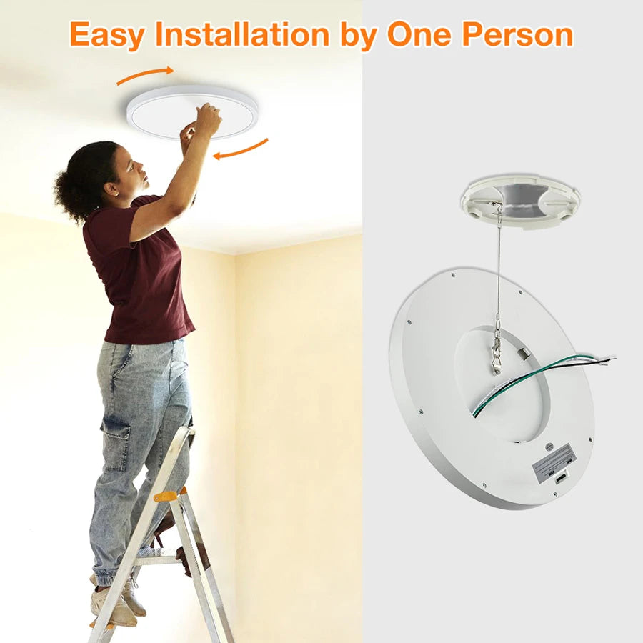 ComiLED 15.8-Inch White Low Profile Ceiling Light, Dimmable & 3CCT Selectable