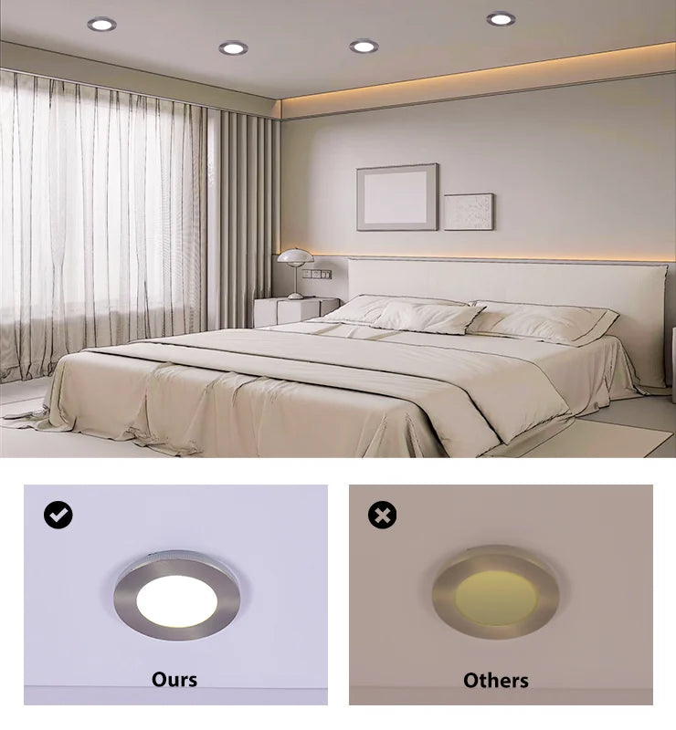 ComiLED 4 Inch Brushed Nickel Recessed Lighting with Night Light 12-Pack