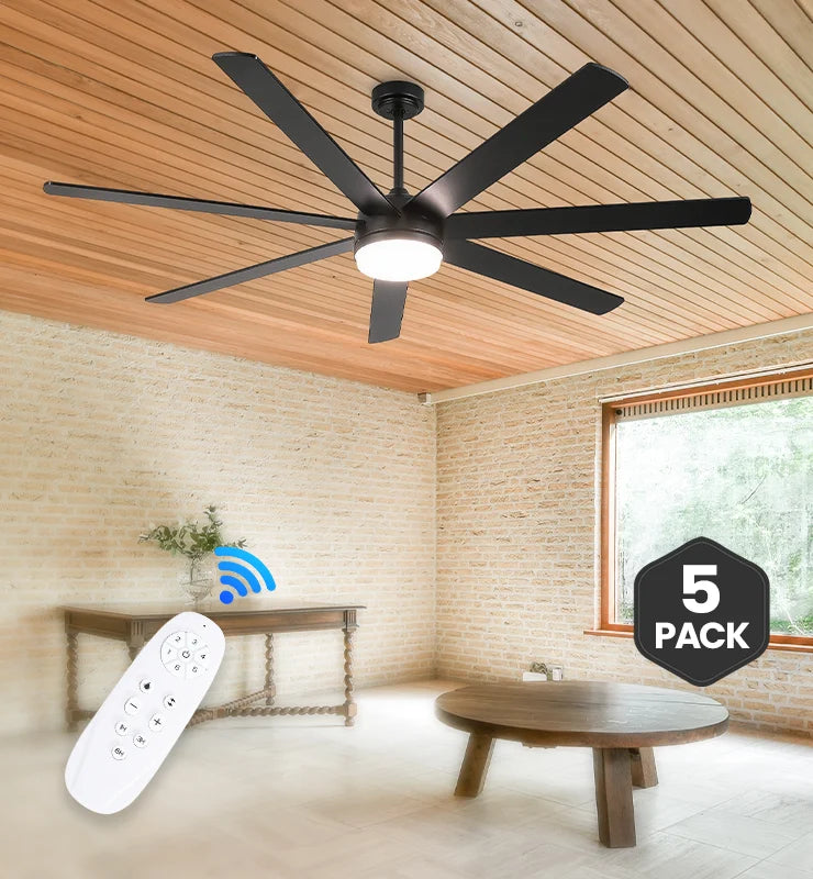 Wholesale 72 Inch Black Ceiling Fan with Light & Remote, Bi-color