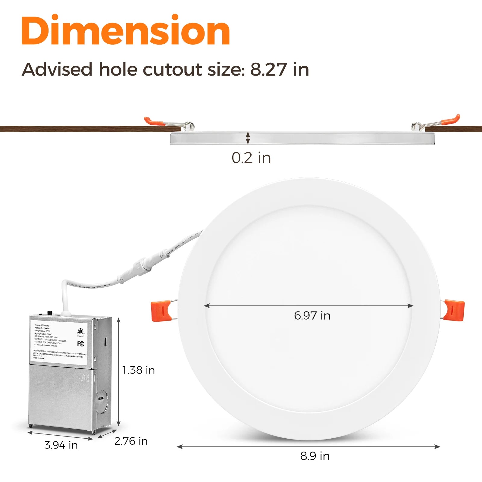 ComiLED 8 Inch White Recessed Light with Night Light 12-Pack