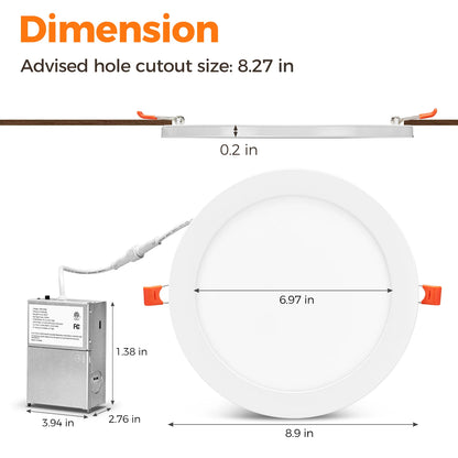 ComiLED 8 Inch White Recessed Light with Night Light 12-Pack