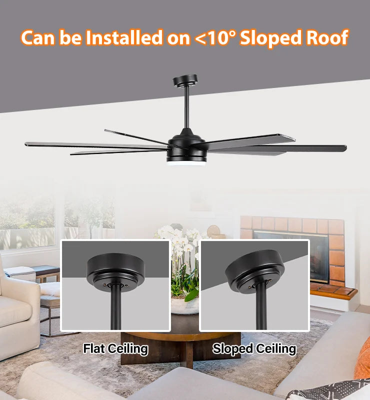 Wholesale 72 Inch Black Ceiling Fan with Light & Remote, Bi-color