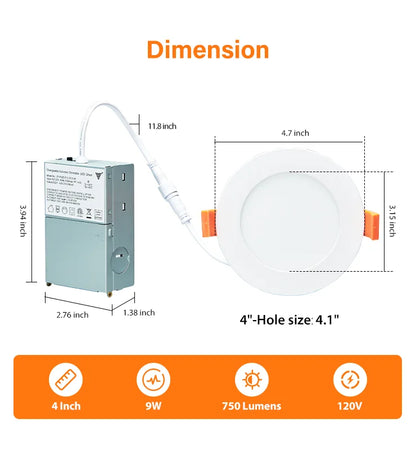 ComiLED 4 Inch White Recessed Lighting Canless 12-Pack